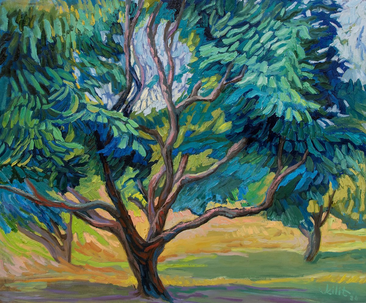 Impressionistic Landscape Oil Painting By Lilit Vardanyan, 24 X 20", Dancing In The Breeze, Original Artwork