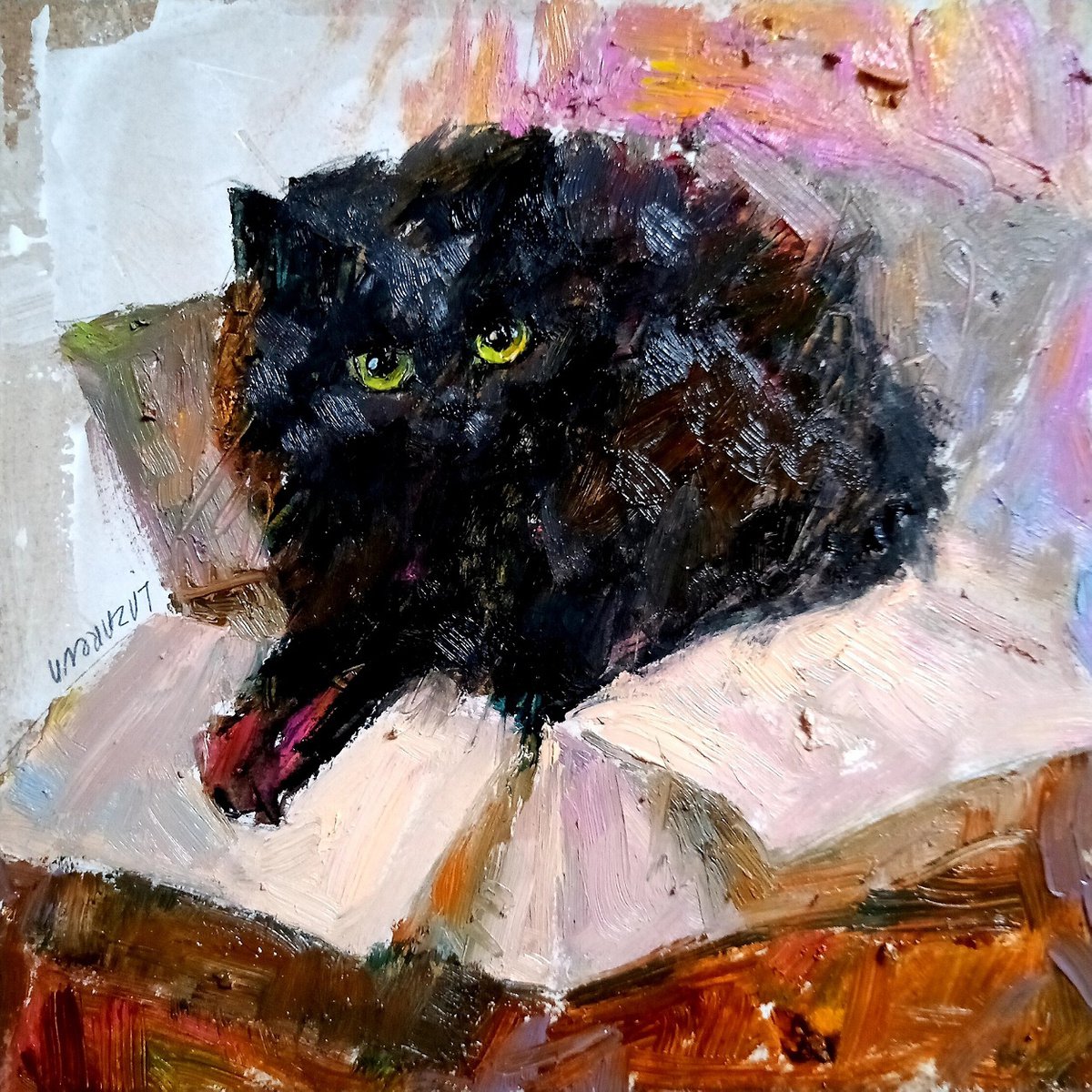 Black cat in a box by Valerie Lazareva