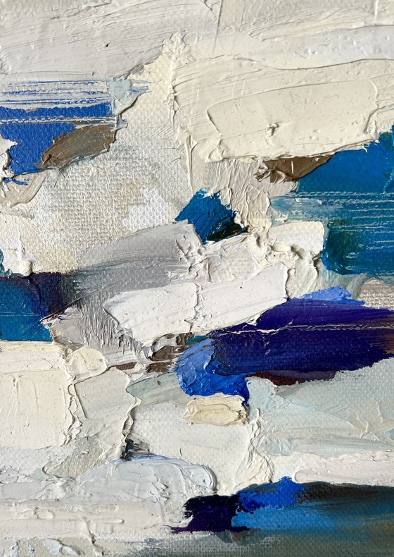 OPEN BOOK/White abstract oil painting