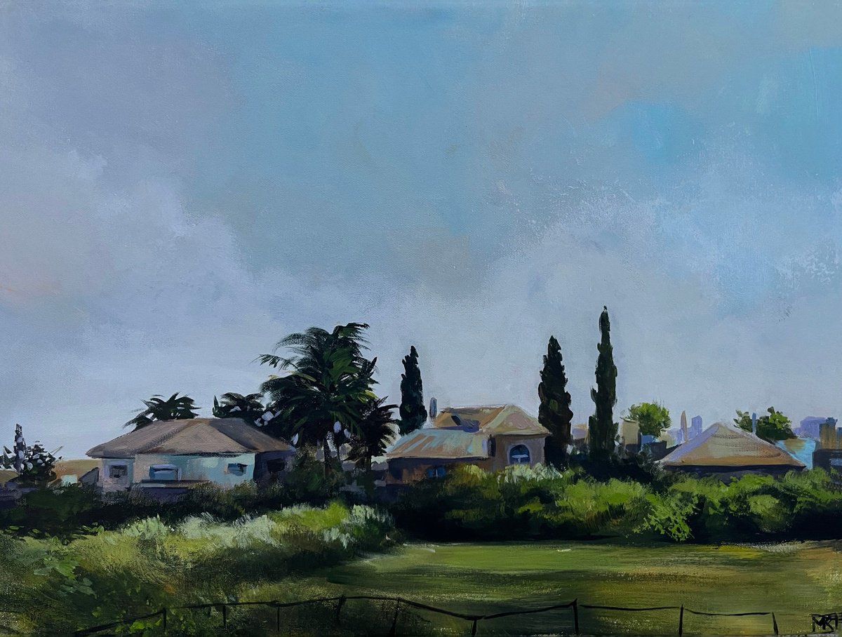 Impressionistic Landscape Acrylic Painting By Maria Kireev, 24 X 18", Whisper Of A Quiet Morning, Original Artwork