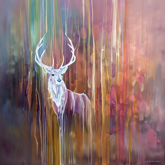 Stag semi abstract deer painting