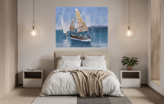 " Sailing in the  summer Breeze " SPECIAL PRICE!!! ,W 130 x H 100 cm