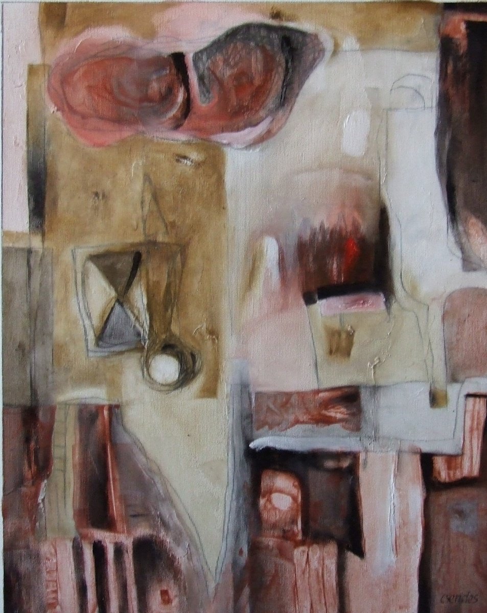 Abstract Oil Painting By Csaba Csendes, 15 X 19, Mozdulatlan IdS?, Original Artwork