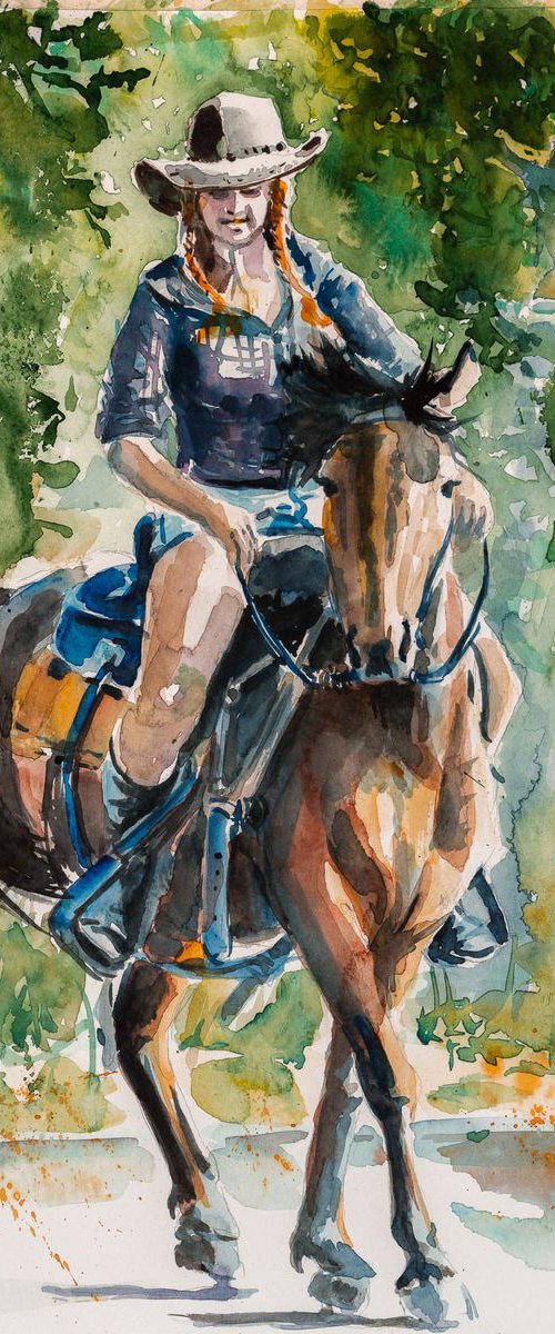 My niece riding on her horse by Kovács Anna Brigitta