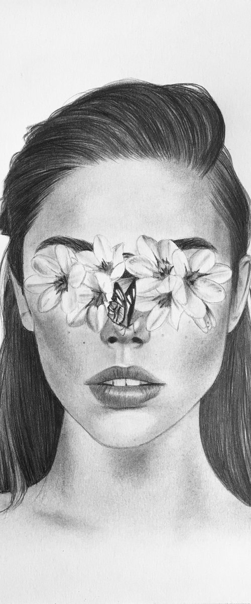 Flower blindfolded girl by Amelia Taylor