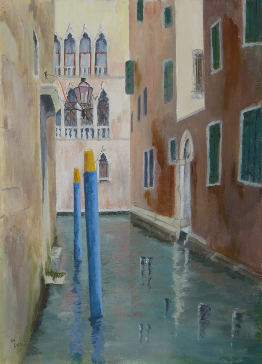 Blue  Mooring Posts Venice by Maddalena Pacini