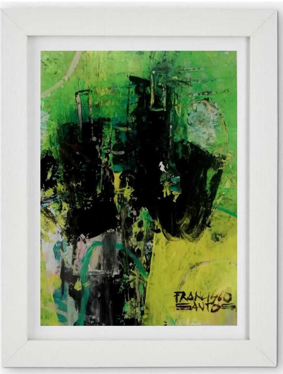 Organic Abstract Painting By Francisco Santos, 10 X 12, Wednesday 18, Original Artwork
