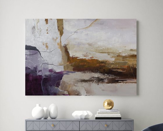 "Infinite" Purple brown silver abstract art