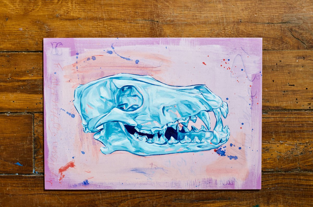 Expressive Animal Oil Painting By Paul Ward, 13 X 9", Coyote, Original Artwork