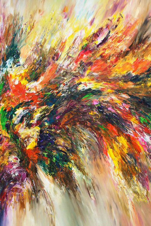 Nature Energy XXXL 1, extra large painting ! Unstretched by Peter Nottrott