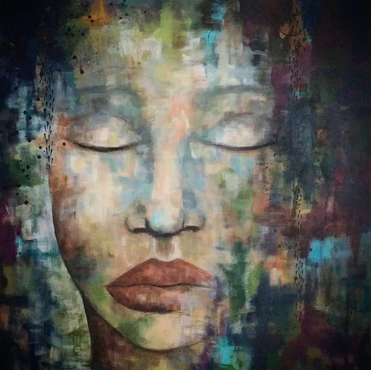 Introspection // Liquitex Muted Collection //Large - 36x36 inch Canvas by Jessica Sanders