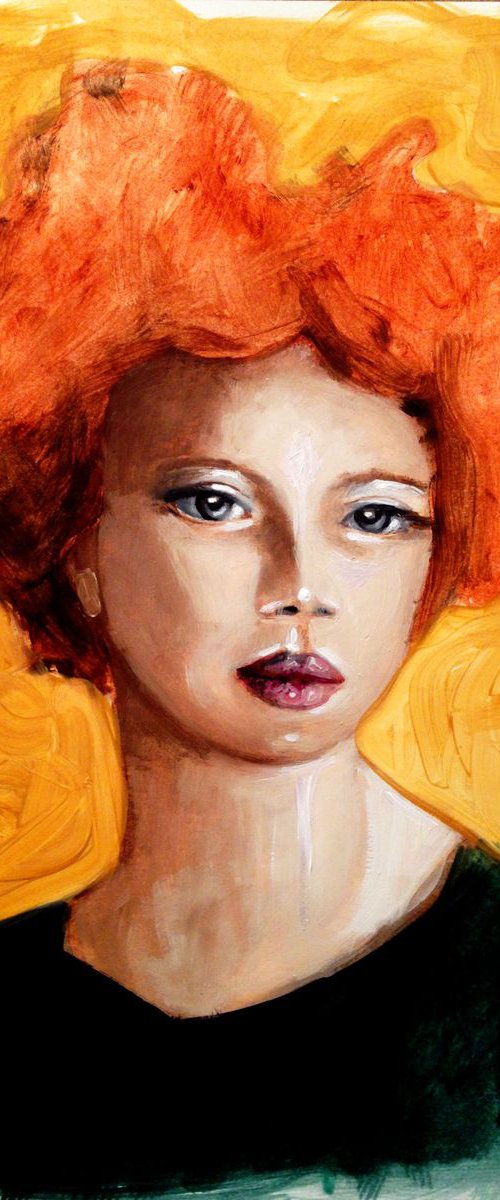 Lady 6- original oil on paper- 23 x 30 cm (9' x12') by Carlo Toma