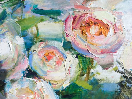 Morning garden. Peonies