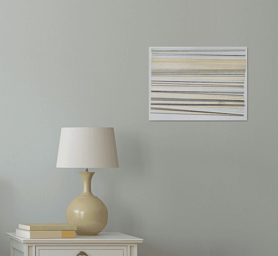 Début 38 - Abstract Optical Art - Stripes of Gold, Silver and Black
