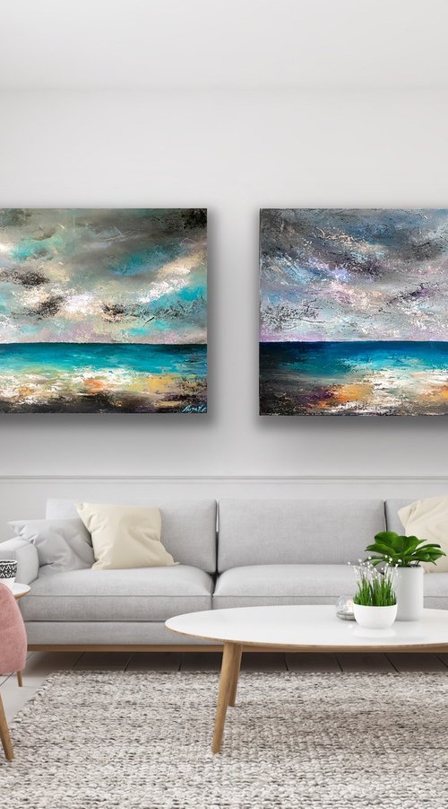 Light at the end of the tunnel - Diptych Landscape by Pooja Verma