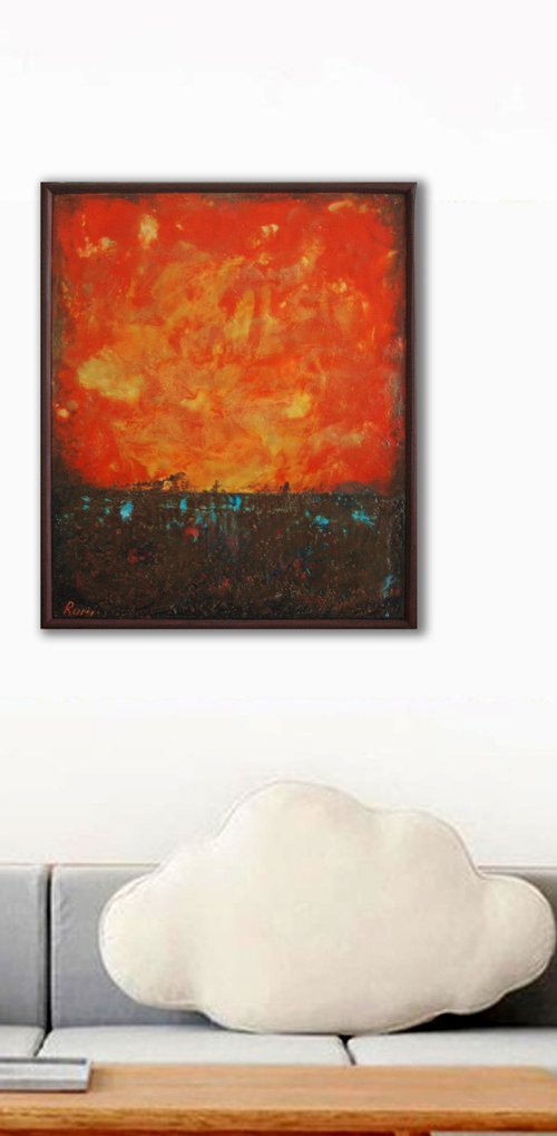"An Imaginary July Sunset". Encaustic. by Rumen Spasov