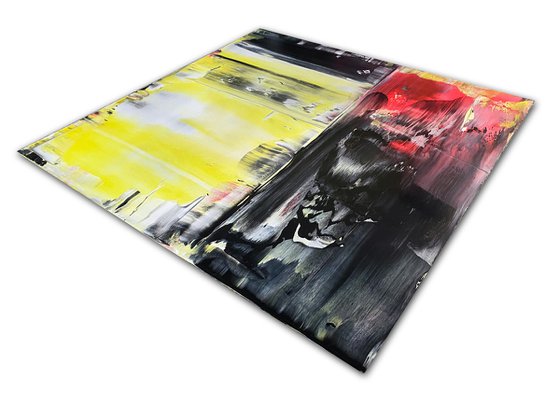 "Contact Tracing" - Save As A Series - Original PMS Large Abstract Triptych Acrylic Paintings On Plexiglass and Wooden Panels, Framed - 78" x 26"