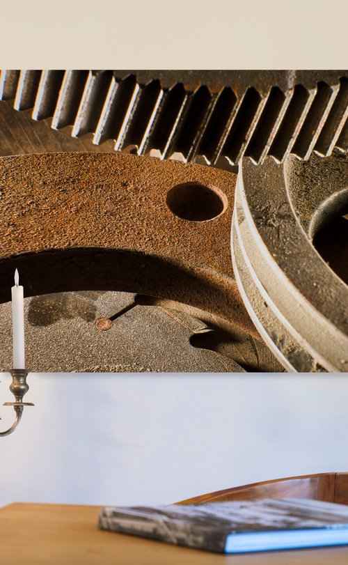 Old Gear Steel VI on Dibond with Plexiglass by Robbert Frank Hagens