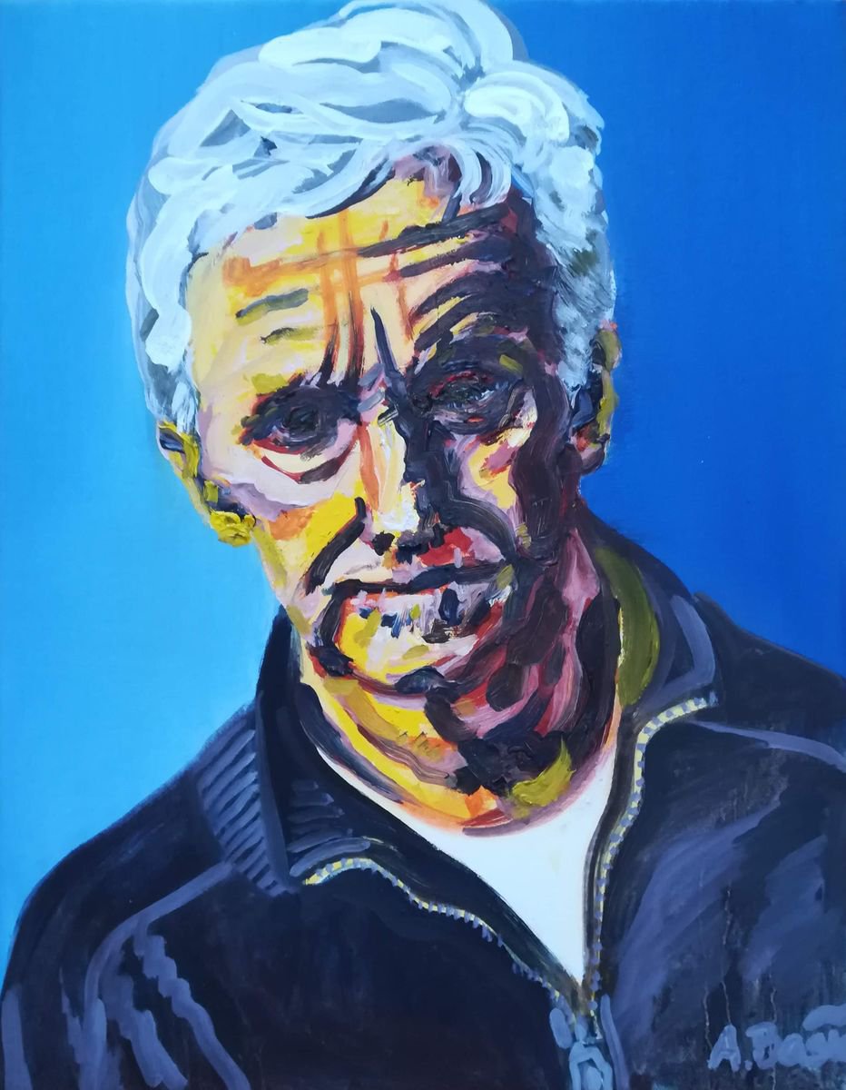 Expressive Portrait Oil Painting By Aleksandar Basic, 14 X 18, Vladimir Velickovic, Original Artwork