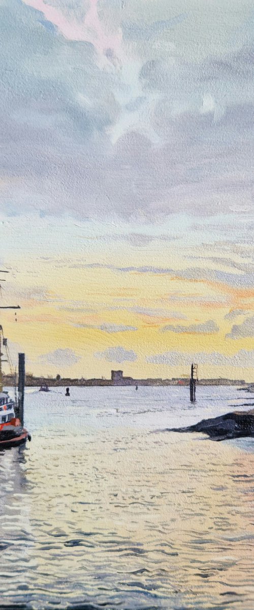 The Elbe in the evening by Ulla Kutter