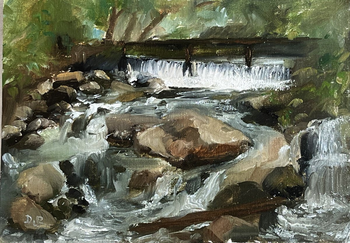 Impressionistic Landscape Oil Painting By Daniela Roughsedge, 12 X 8, Whispering Stream, Original Artwork