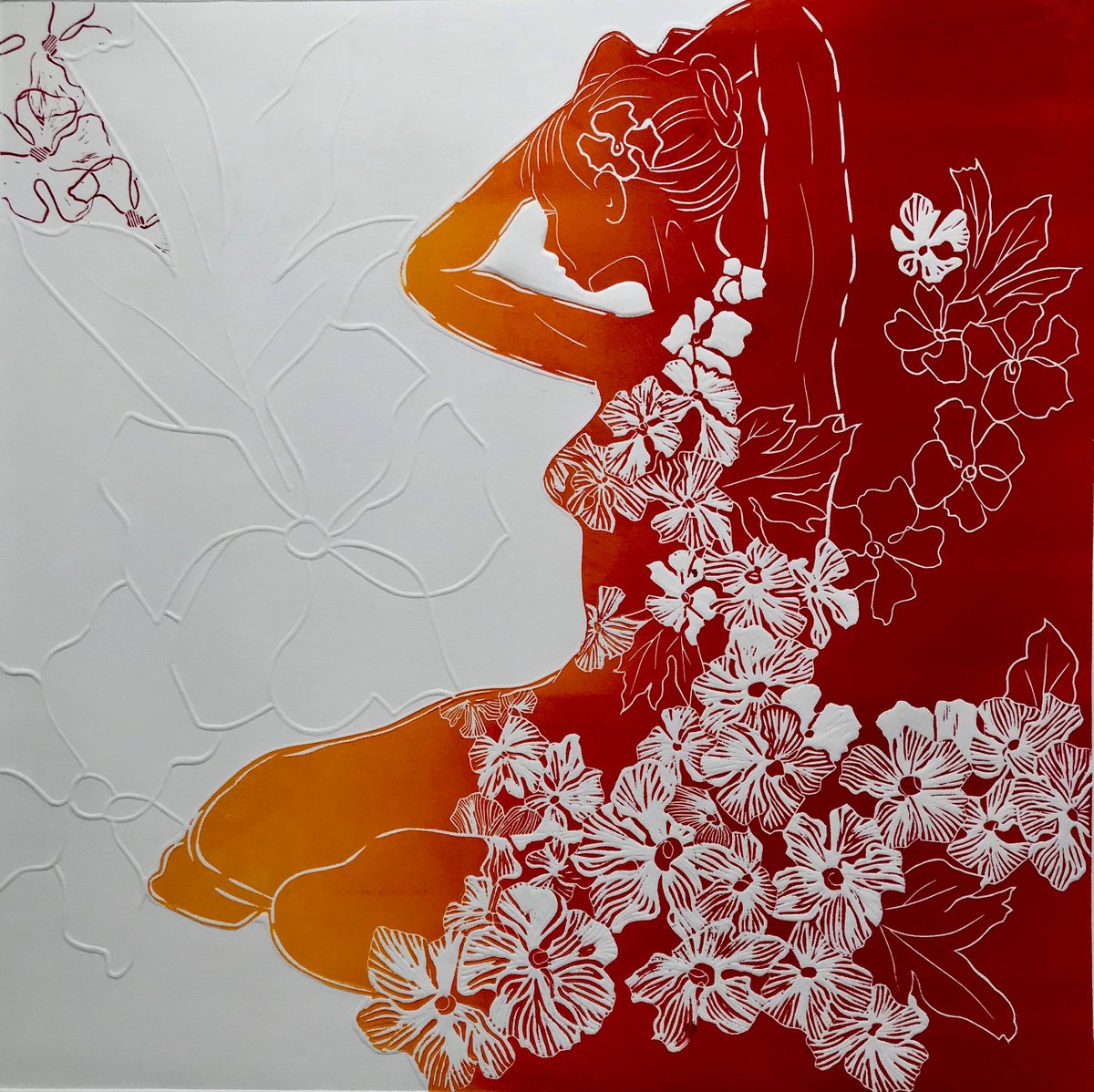 Homage to Hockneys’ Hawthorn - Red by Annette  Elizabeth Sykes