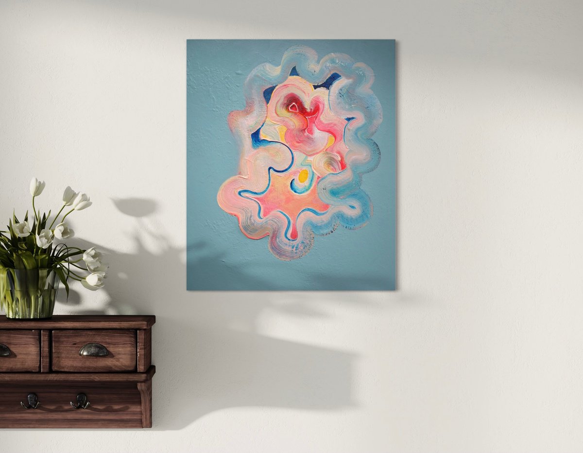 Organic Abstract Acrylic Painting By Tam Chianta, 20 X 24", The Edge Of Sleep, Original Artwork