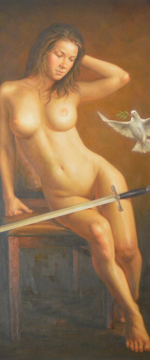 OIL PAINTING FEMALE NUDE GIRL  #11-12-01 by Hongtao Huang