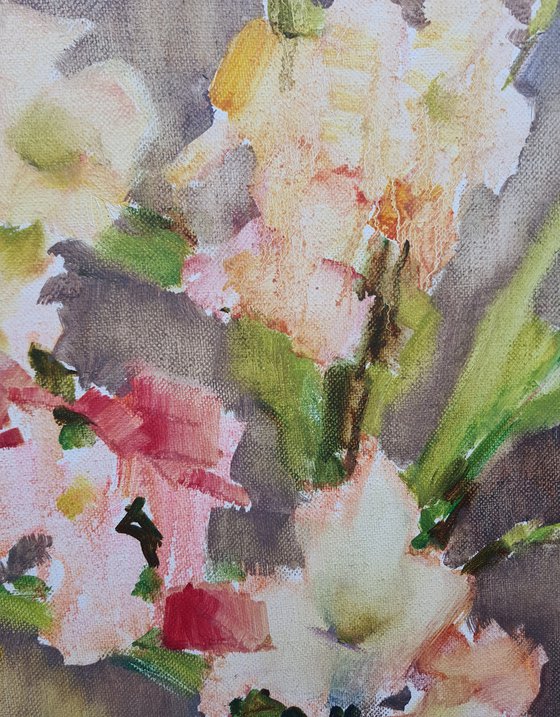 Pomegranate and Gladiolus. Pink tenderness