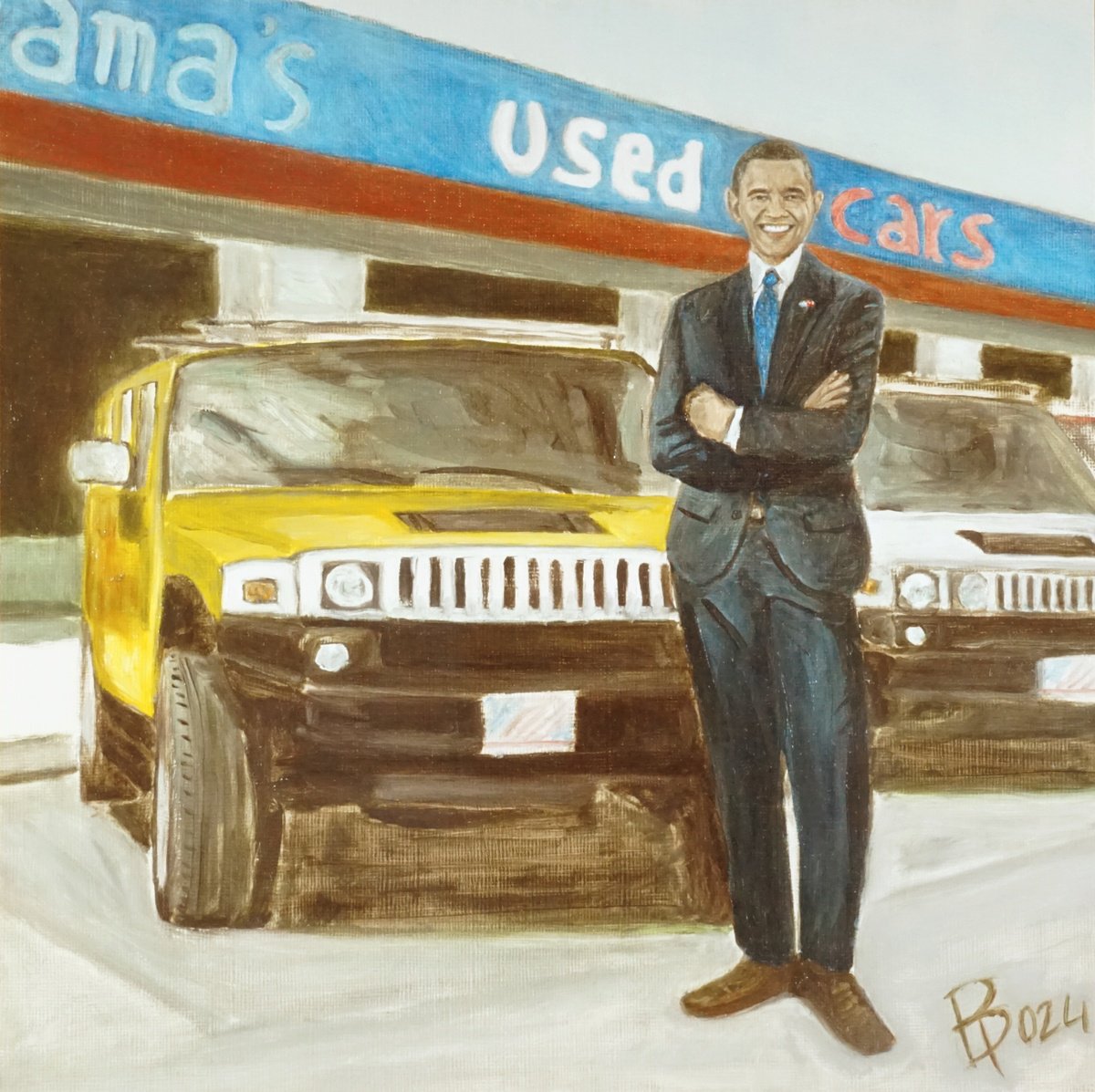 Expressive Portrait Oil Painting By Paolo Borile, 11 X 11", Barack