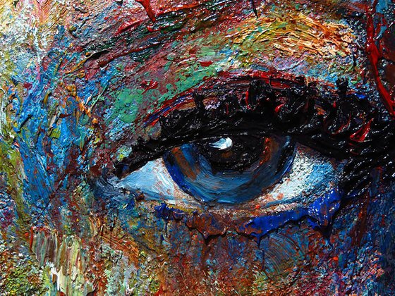 Original Oil Painting Abstract People Portrait Expressionism Eyes