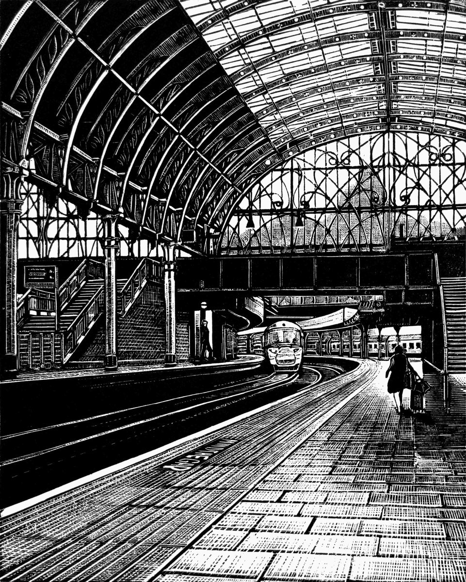 Cityscapes Etchings & Engravings By Rebecca Coleman, 12 X 14", Paddington Station: Platform 8, Original Artwork