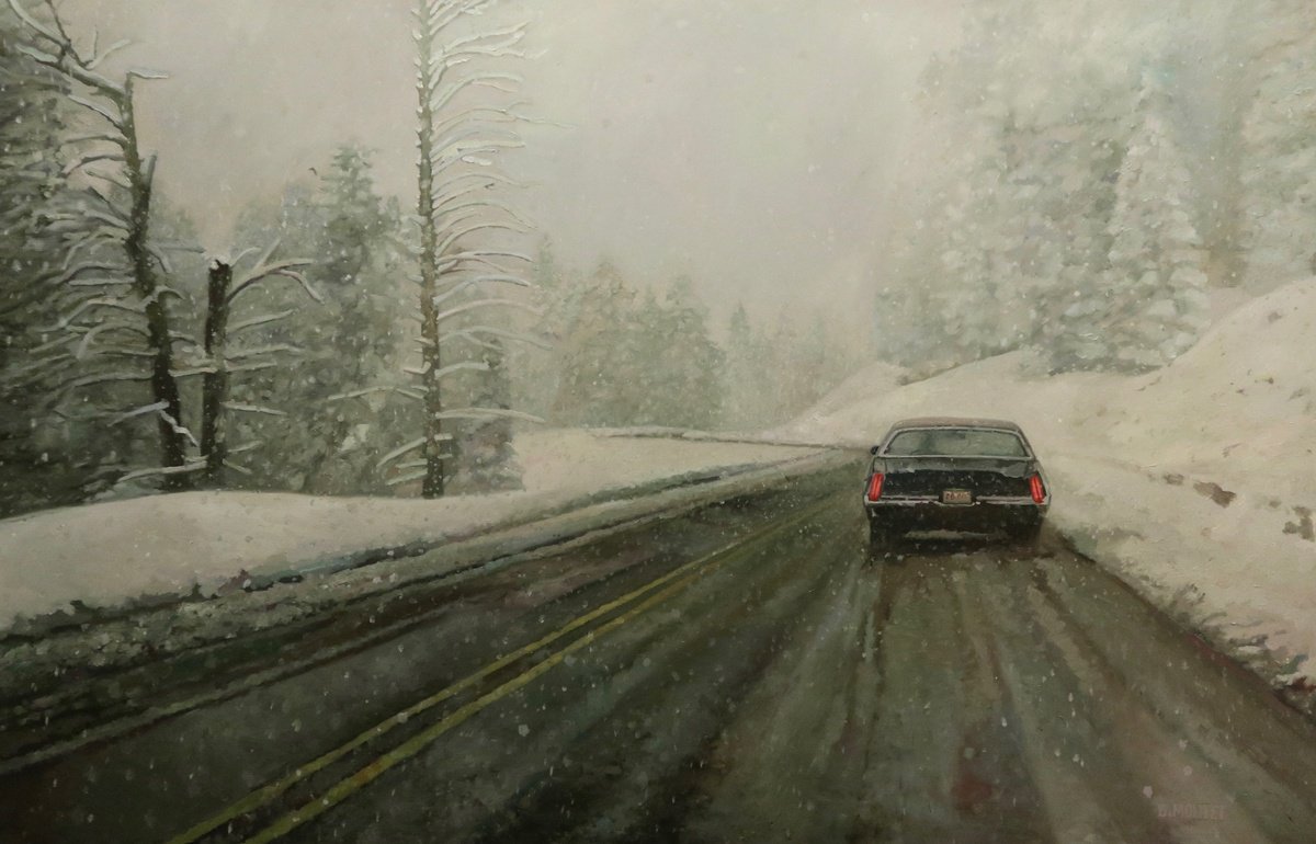 Photorealistic Landscape Oil Painting By Benoit Montet, 50 X 34, Tempi?te De Neige , Original Artwork