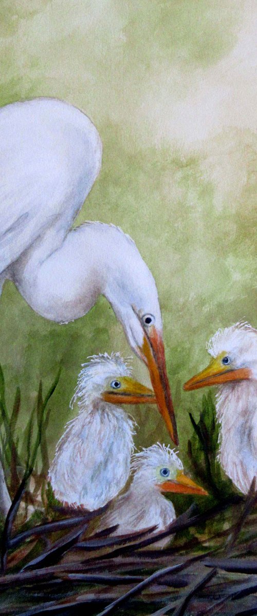 Mama Bird and Babies by Rosie Brown