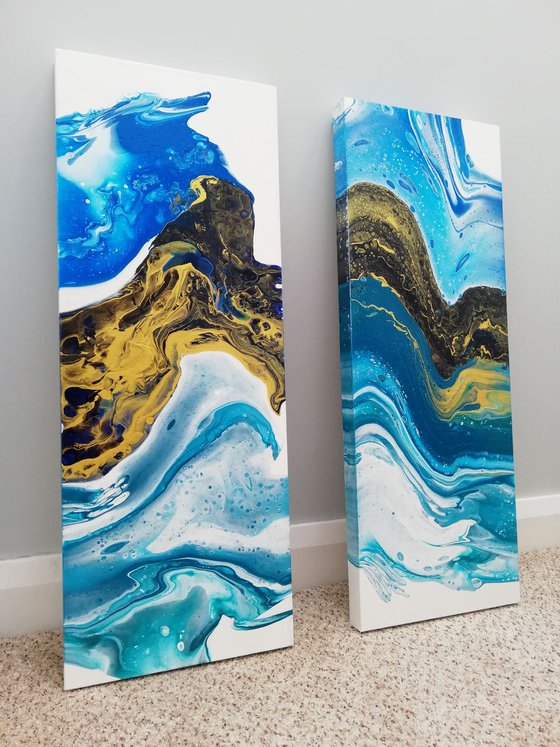 Flow, SET OF 2 PAINTINGS, READY TO HANG
