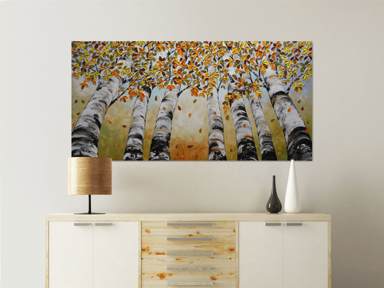 Looking Up - Large Original Birch Trees Painting