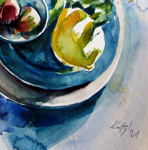 Still life with lemon and figs