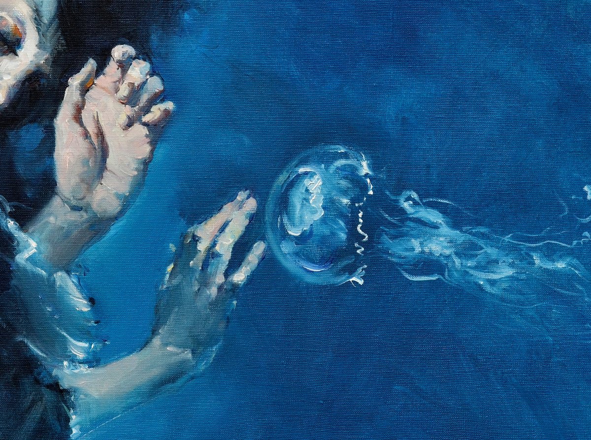 Urban And Pop Portrait Giclee Print By Oleg Kateryniuk, 28 X 20", Underwater Touch, Original Artwork