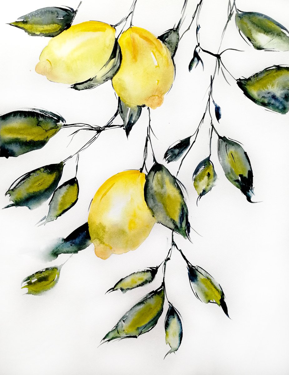 Lemon painting by Marina Zhukova