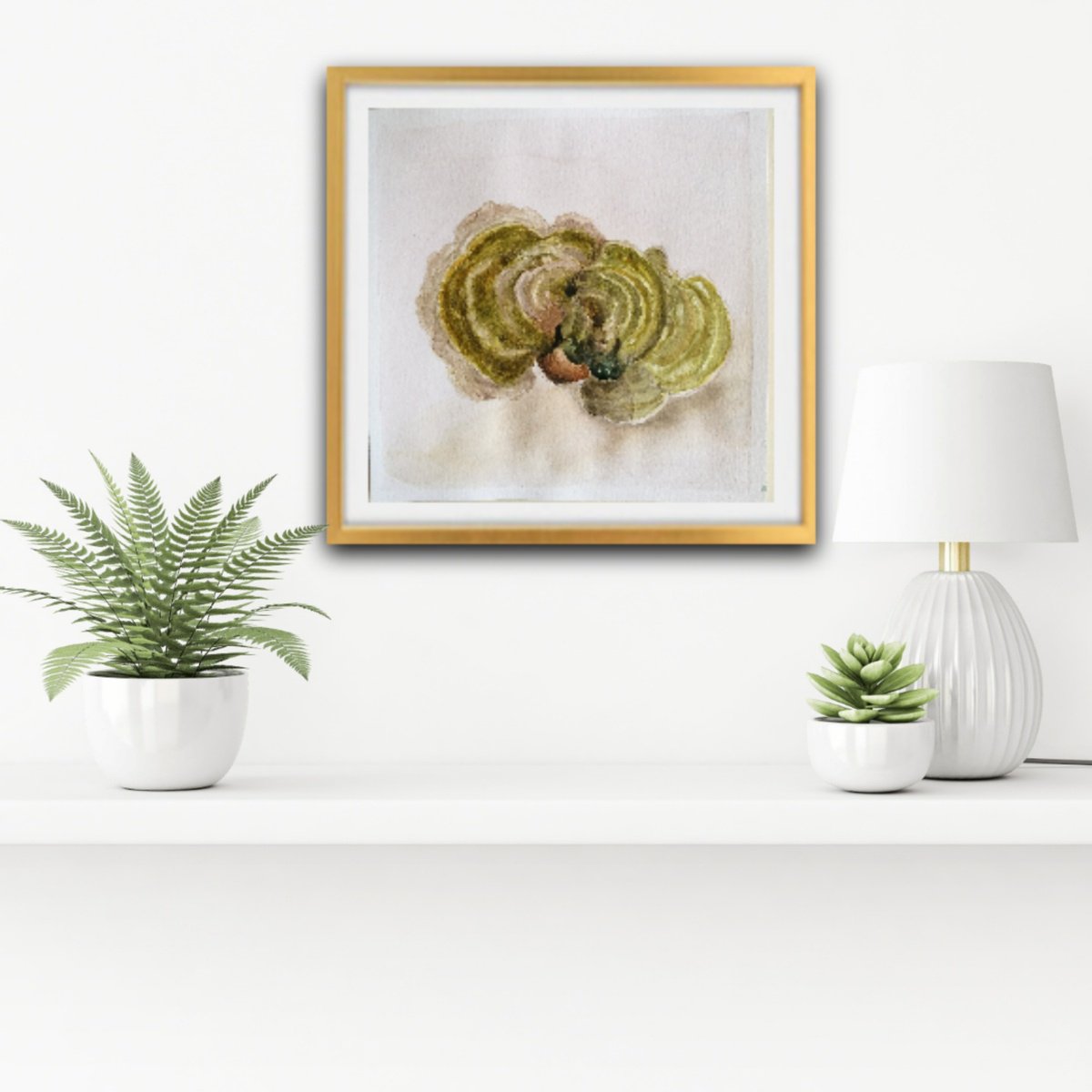 Impressionistic Botanical Watercolour By Daniela Roughsedge, 10 X 10, Trametes Olivacea, Original Artwork
