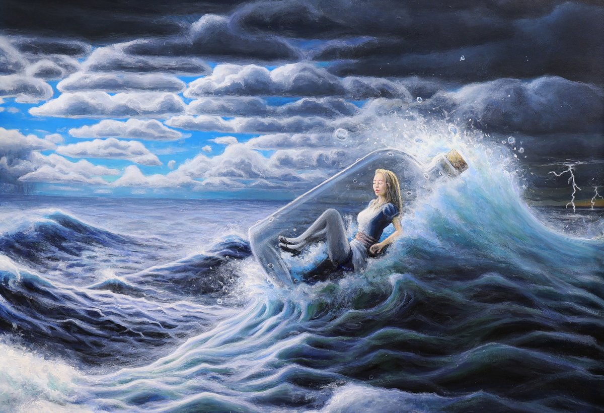 Surrealistic Acrylic Painting , Mind At Sea By Wyatt Todd, 22 X 18, Artwork For Sale On Artfinder