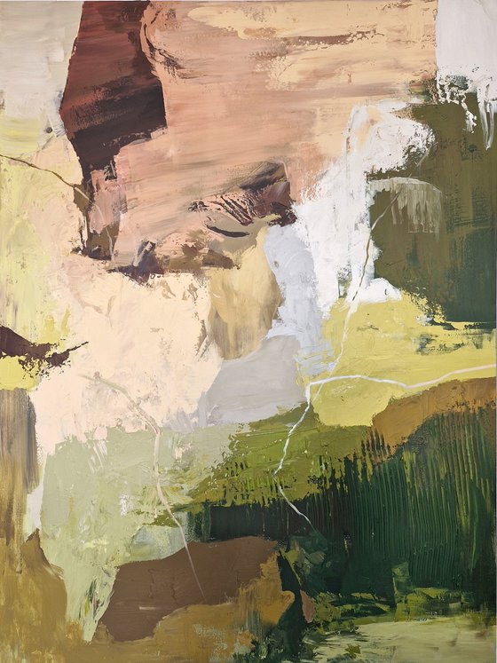 "Grace" Olive green brown abstract art