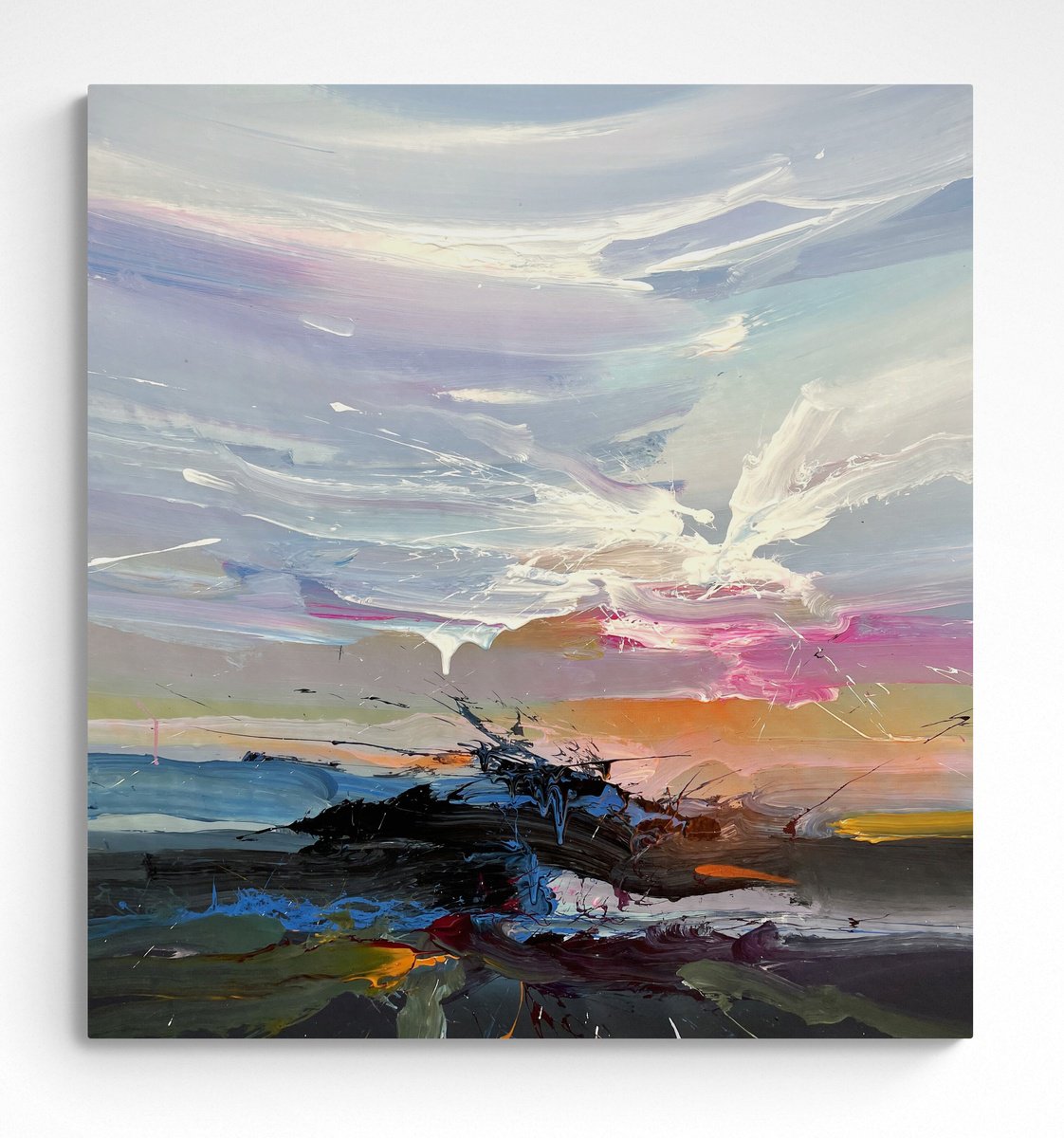 Abstract Acrylic Painting By Nazarii Medvid, 35 X 39", Depth Of Nature 220, Original Artwork