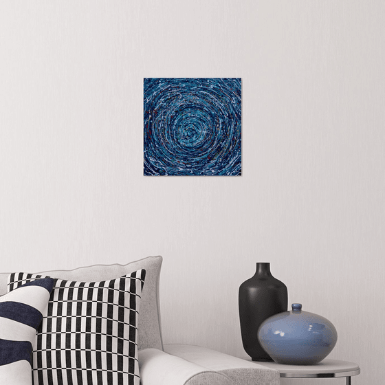 Abstract Star Trails Pollock Inspired Painting on Canvas - 12 "X 12" X 0.5"