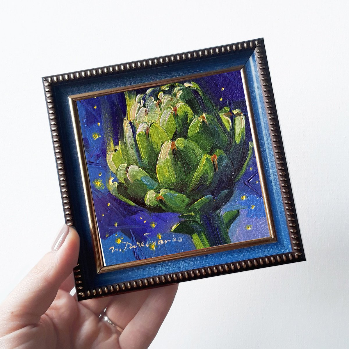 Blue artichoke flower by Nataly Derevyanko