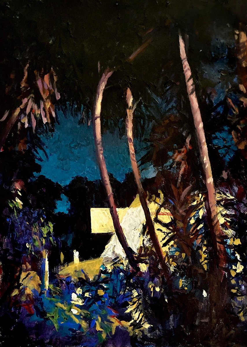 Palms at night by John Cottee