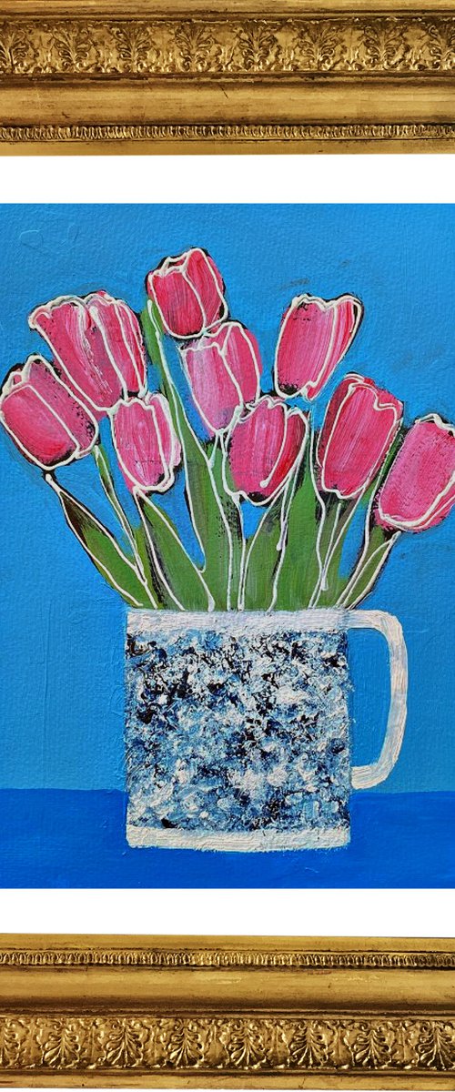 Nine Pink Tulips by Jan Rippingham