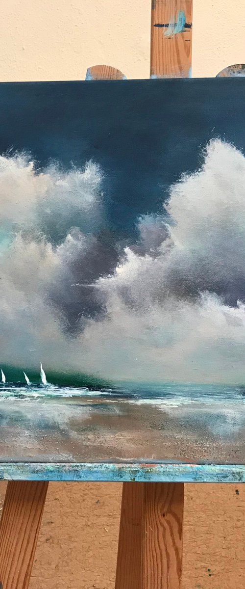 Race Ya IX  Seascape On Canvas by Maxine Anne  Martin