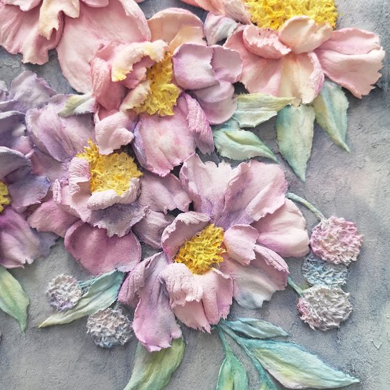 Peony bouquet sculpture painting