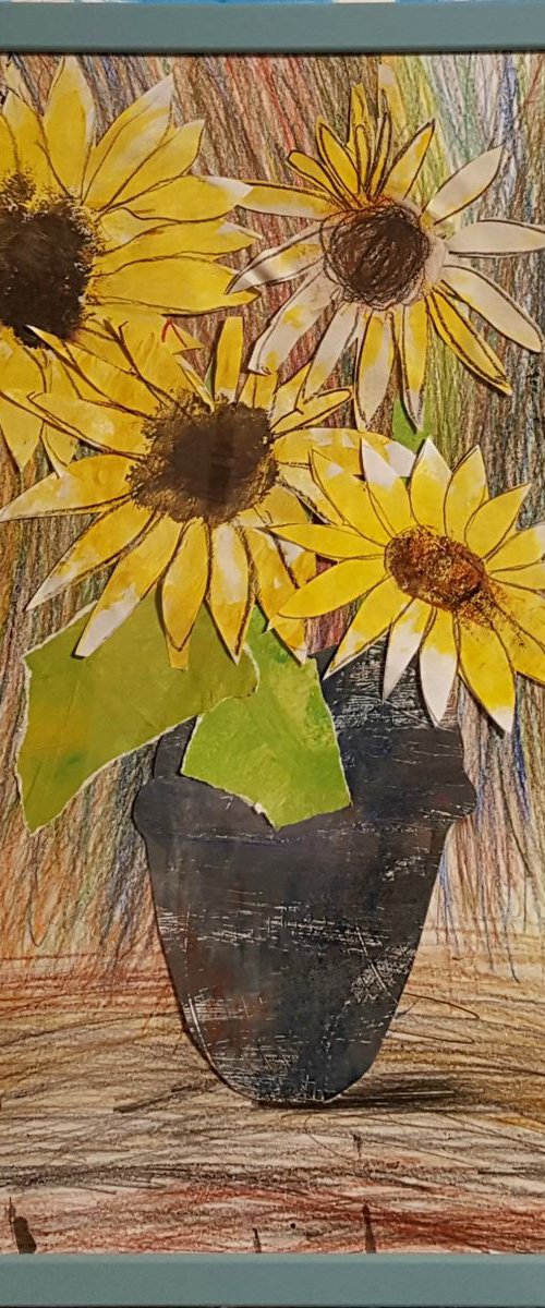 Framed sun flowers 35*50cm by Anna Reznik